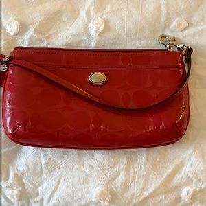 Red Patent Leather Coach Wristlet